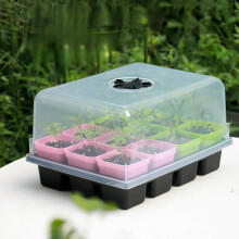 2pcs Removable Seed Starter Tray 24 Cells Seed Trays with Heightened Lid Plastic Germination Kit Mini Indoor Outdoor Greenhouse Garden