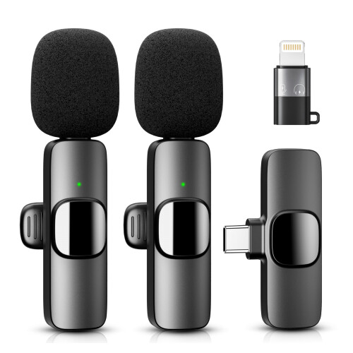 (Schwarz) YRF Kabelloses Lavalier-Mikrofon, kompatibel mit iPhone – Android-Computer, Mini-Mikrofon, kompatibel mit Live-Streaming, Video-R