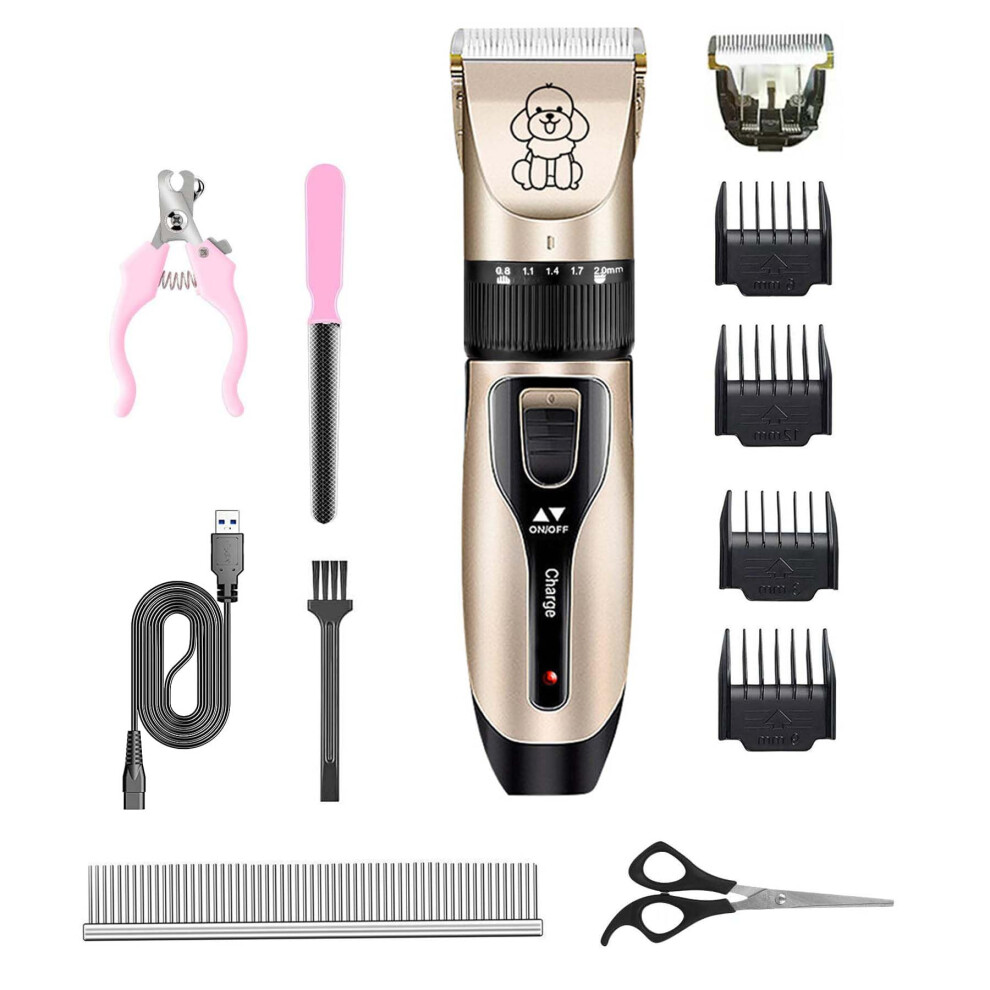 Dog Shaver Clippers, Pets Grooming Kit, Low Noise Rechargeable Cordless Hair Clippers for SmallLarge Dogs Cats