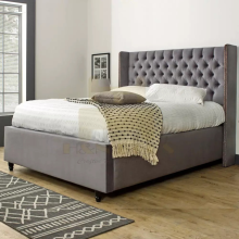 (Steel (without Mattress), 6ft Super King (without Gaslift)) Velvet Chesterfield Bed Frame with 54" Wingback Headboard with Mattress & Gas Lift Storage Option