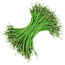 50 Pack Small Bungee Cords with Hooks, 10' Elastic Straps for Outdoor Camping, Tents, Tarps, Bikes, RV, Luggage Roof Racks, Cargo, Green