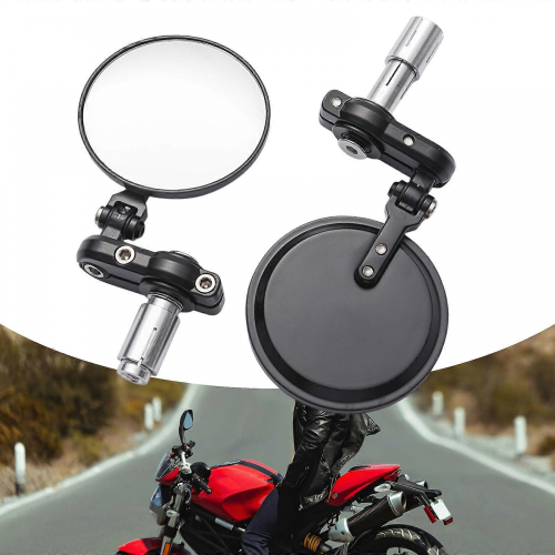 Aluminum Foldable Round Mirror Handle End Side Mirrors Adjustable Handlebar Mirror Simple Installation compatible with Motorcycles 1