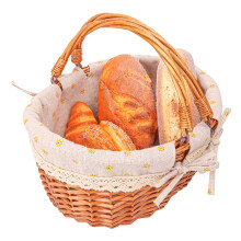 Wicker Picnic Basket with Double Folding Handles 13.91 x 11.42 x 6.7 Inch Hand Woven Easter Basket