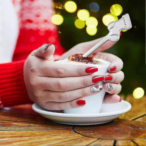 (Silver) Christmas Cutlery Spoon Fork Set Creative Cute Santa Snowman Fork Spoon Set For Home Party Table 1