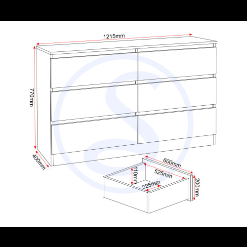 Seconique Malvern 6 Drawer Chest Black 2