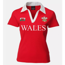 (Red Wales, 22/24) New Women's Welsh Wales Cymru V Collar Short Sleeve Rugby T Shirt Tops
