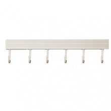 White Kitchen Wall Hook Rack Space Aluminium Durable 6-Hooks 30cm Easy No-Drill Installation Multifunctional Hanging Rail for Utensils and Tool