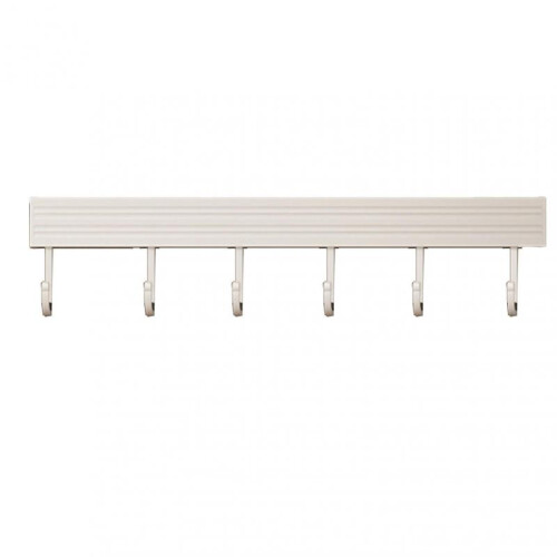 White Kitchen Wall Hook Rack Space Aluminium Durable 6-Hooks 30cm Easy No-Drill Installation Multifunctional Hanging Rail for Utensils and Tool