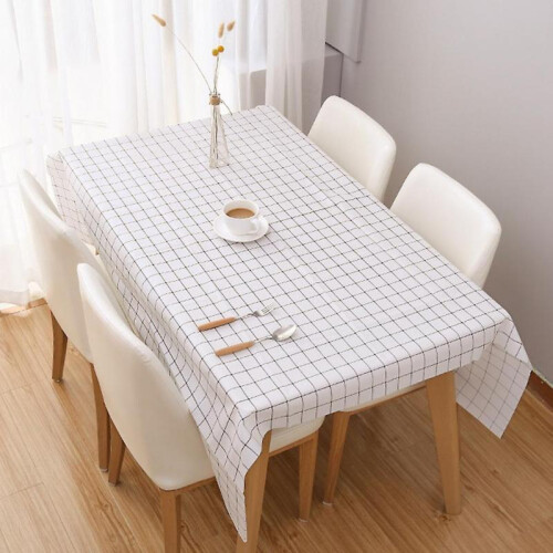 Oilproof Waterproof PVC Tablecloth Grid Pattern Rectangular Plastic Table Cover Durable Easy-to-Clean Wipeable Table Mat for Dining Table Coffee Table 1