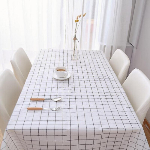 Oilproof Waterproof PVC Tablecloth Grid Pattern Rectangular Plastic Table Cover Durable Easy-to-Clean Wipeable Table Mat for Dining Table Coffee Table 2