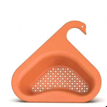 Kitchen Sink Food Residue Filter Rack Multi-Functional Hanging Draining Basket Swan-Shaped Strainer Orange Durable Material Easy to Instal
