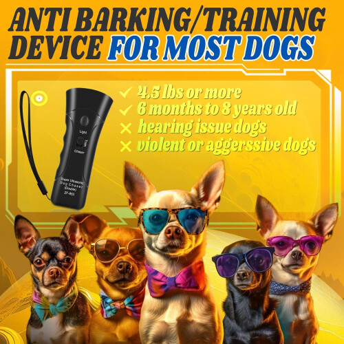 Anti Barking Control Device, Ultrasonic Anti Barking Device with 3 Modes  LED Light, Dual Sensor 2