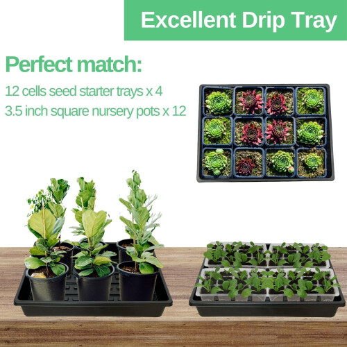 HeavyDuty Extra Thick Seed Starting Trays 5 Pack, Reusable Microgreens Growing Trays 1
