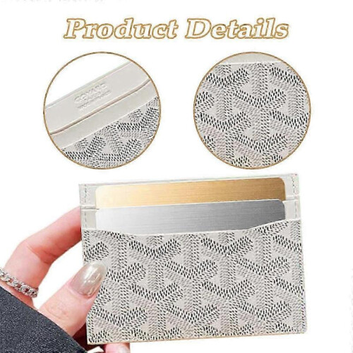 (white) Elegant Small Cowhide Card Holder - Stylish Fashion Wallet for Cards 2