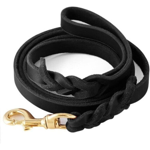 Leather Dog Leash  6ft Braided Comfortable for Large, Medium  Small Dogs