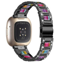 (Black/Rainbow, Multicolor) Fitbit Versa 4 Watch Band Replacement Straps - Compatible with Versa 4 Smartwatch