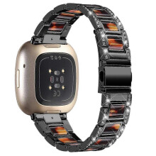(Black/Tortoiseshell Color, Multicolor) Fitbit Versa 4 Watch Band Replacement Straps - Compatible with Versa 4 Smartwatch