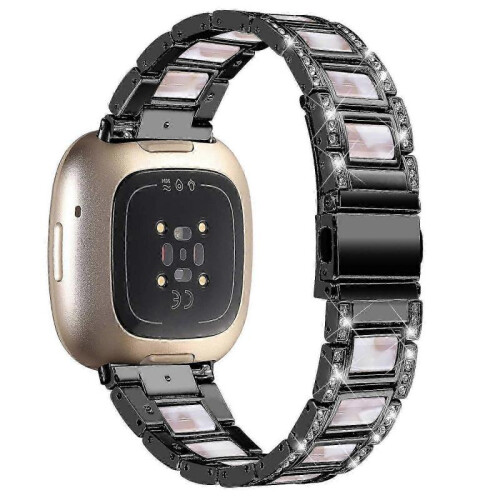 (Black/Pink Mix, Multicolor) Fitbit Versa 4 Watch Band Replacement Straps - Compatible with Versa 4 Smartwatch
