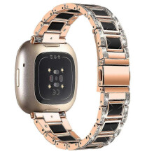 (Rose Gold/Black, Multicolor) Fitbit Versa 4 Watch Band Replacement Straps - Compatible with Versa 4 Smartwatch
