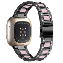 (Black/Pink, Multicolor) Fitbit Versa 4 Watch Band Replacement Straps - Compatible with Versa 4 Smartwatch