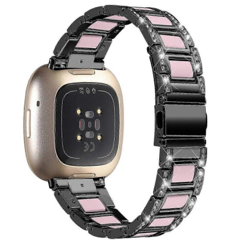 (Black/Pink, Multicolor) Fitbit Versa 4 Watch Band Replacement Straps - Compatible with Versa 4 Smartwatch