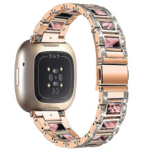(Rose Gold/Black Pink Mix, Multicolor) Fitbit Versa 4 Watch Band Replacement Straps - Compatible with Versa 4 Smartwatch