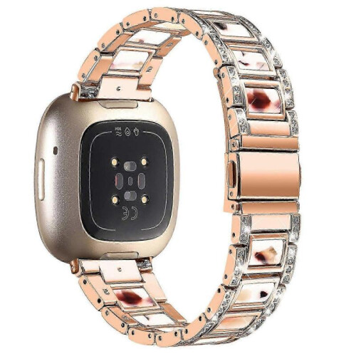 (Rose Gold/Nougat Pattern, Multicolor) Fitbit Versa 4 Watch Band Replacement Straps - Compatible with Versa 4 Smartwatch