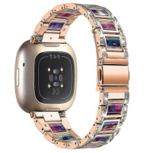 (Rose Gold/Purple Green Mix, Multicolor) Fitbit Versa 4 Watch Band Replacement Straps - Compatible with Versa 4 Smartwatch