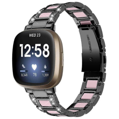 (Black/Pink, Multicolor) Fitbit Versa 4 Watch Band Replacement Straps - Compatible with Versa 4 Smartwatch 1