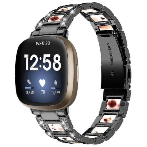 (Black/Nougat Pattern, Multicolor) Fitbit Versa 4 Watch Band Replacement Straps - Compatible with Versa 4 Smartwatch 1