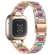 (Rose Gold/Rainbow, Multicolor) Fitbit Versa 4 Watch Band Replacement Straps - Compatible with Versa 4 Smartwatch