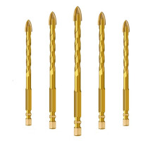 5pcs 612mm Cross Hex Tile Bit Glass Drill Bit Woodworking Tools Ceramic Concrete Hole Opener Electric Drill Bit Power Tool Part bit