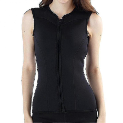 (L,Black)Front Zippered Neoprene Sleeveless Women's Diving Vest 3mm Thickness