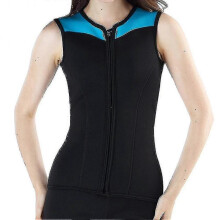 (M, Black-Blue) Front Zippered Neoprene Sleeveless Women's Diving Vest 3mm Thickness