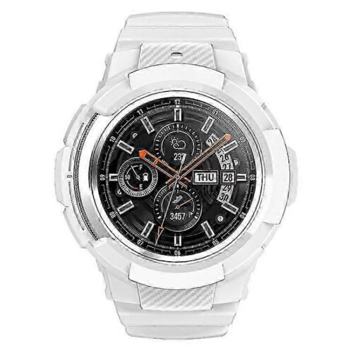 (White) Galaxy Watch4 Classic 46mm TPU Band with Protective Case - Adjustable Strap for  Watch 4 1