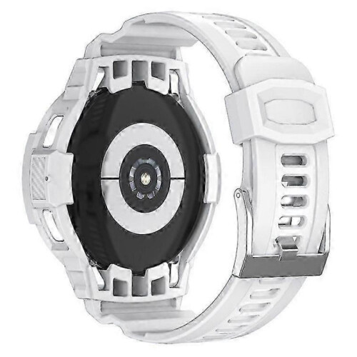 (White) Galaxy Watch4 Classic 46mm TPU Band with Protective Case - Adjustable Strap for  Watch 4 2