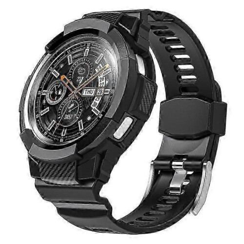 (Black) Galaxy Watch4 Classic 46mm TPU Band with Protective Case - Adjustable Strap for  Watch 4