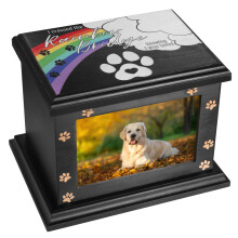 Large Wooden Pet Memorial Urns with Photo Frame Ashes Keepsake Memory Box for Dogs or Cats