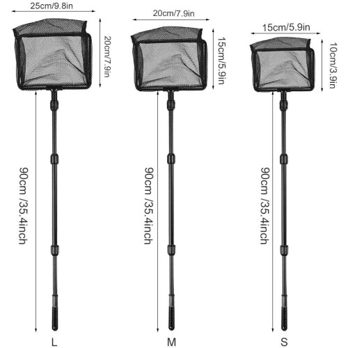 Fish Net, Beta Fish Aquarium Net Floating Objects Clean Tools with Extendable Long Handle 1