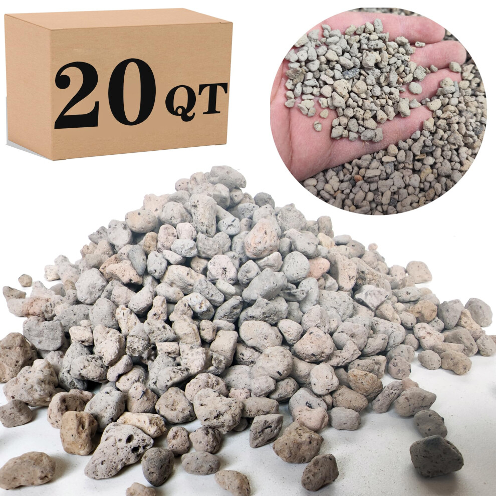 Garden Pumice Rock Horticultural Cactus Bonsai Succulent Soil Additive for Plants, Landscaping, Vase Fillers (1/4 inch, 20 QT)