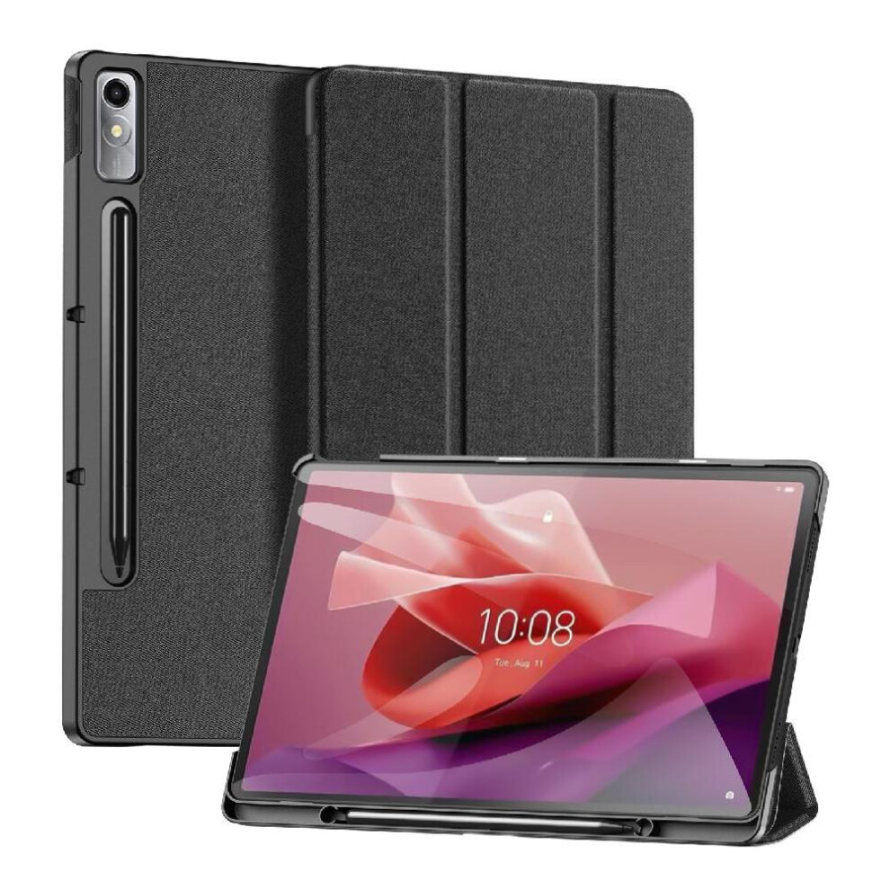 (Black) Case For Lenovo Tab P12 Stylus Holder Pu Leather Auto Wake Sleep Black 764563065004