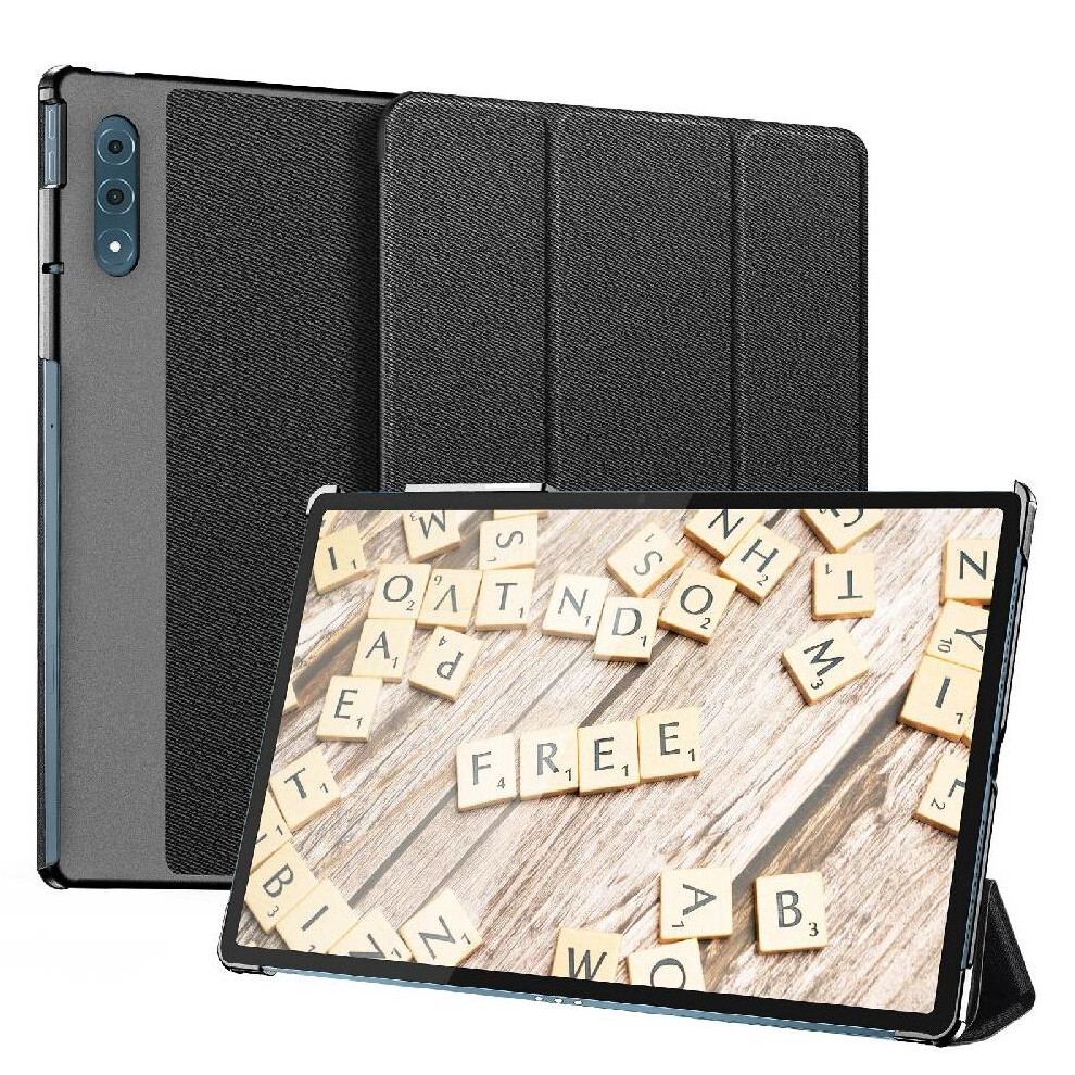 (Black) Case For Lenovo Yoga Tab Plus 12.7 Pu Leather Auto Wake Sleep Stylus Holder Black 764563065011