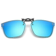 (Blue Mirrored) Polarized Clip On Sunglasses - Flip Up Sunglasses for Prescription Glasses - Fashionable & UV Protection