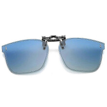 (Gradual Blue) Polarized Clip On Sunglasses - Flip Up Sunglasses for Prescription Glasses - Fashionable & UV Protection