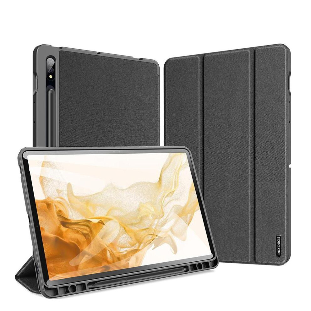 (Black) Case For Samsung Galaxy Tab S8 Stylus Holder Pu Leather Auto Wake Sleep Black 764563065110