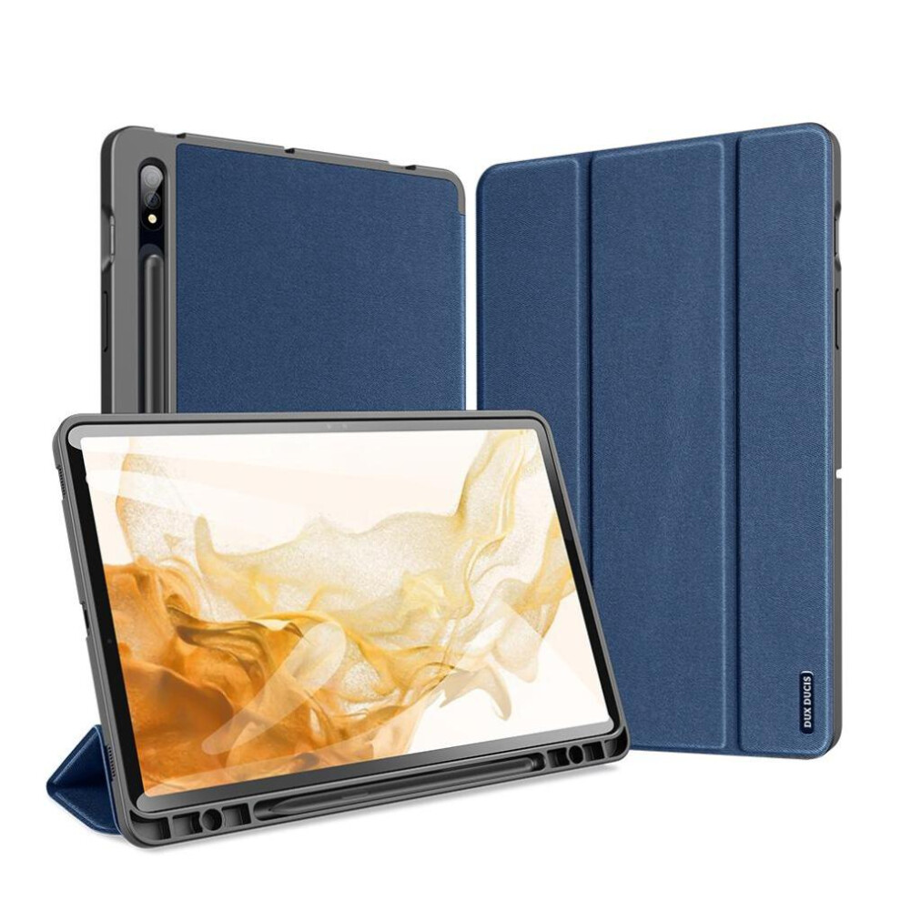 (Blue) Case For Samsung Galaxy Tab S8 Stylus Holder Pu Leather Auto Wake Sleep Blue 764563065127