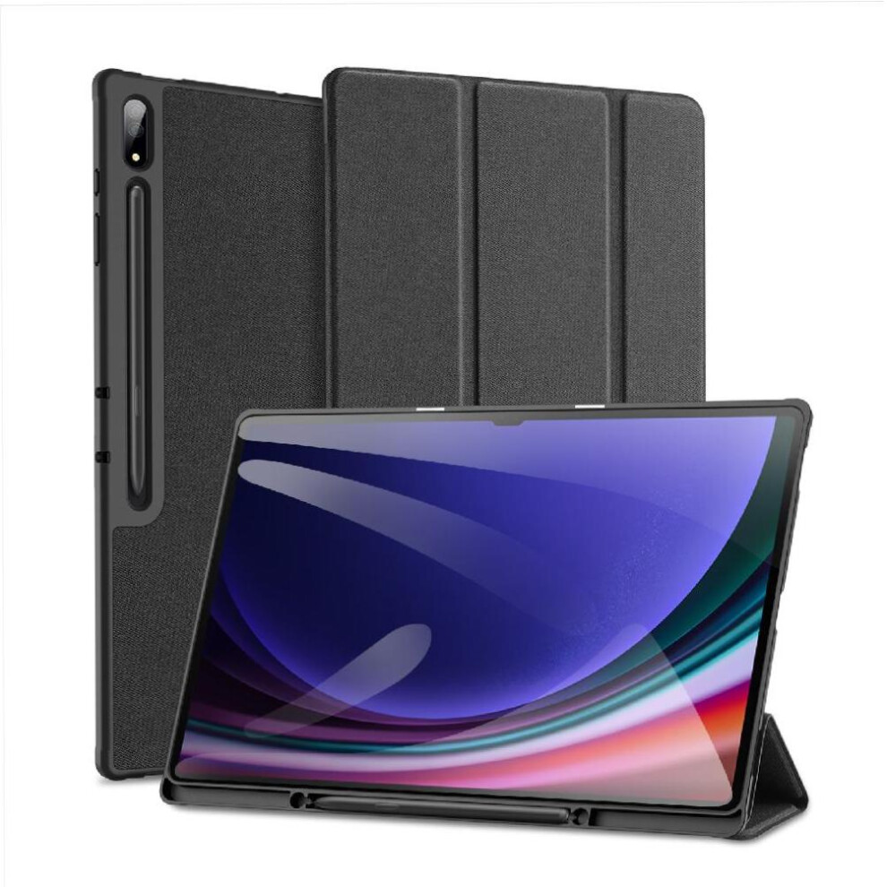 (Black) Case For Samsung Galaxy Tab S9 Ultra Pu Leather Stylus Holder Auto Wake Sleep Black 764563065301