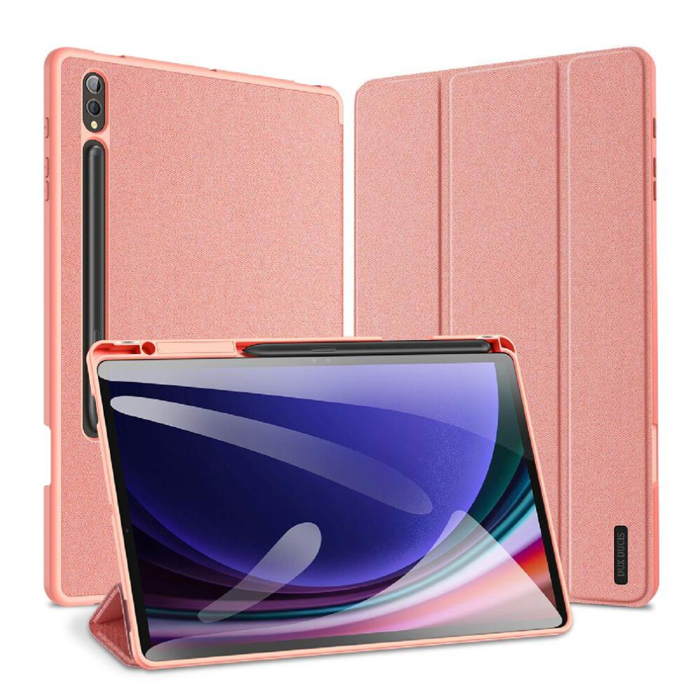 (Pink) Case For Samsung Galaxy Tab S9 Fe Plus Auto Wake Sleep Stylus Holder Pu Leather Pink 764563065387