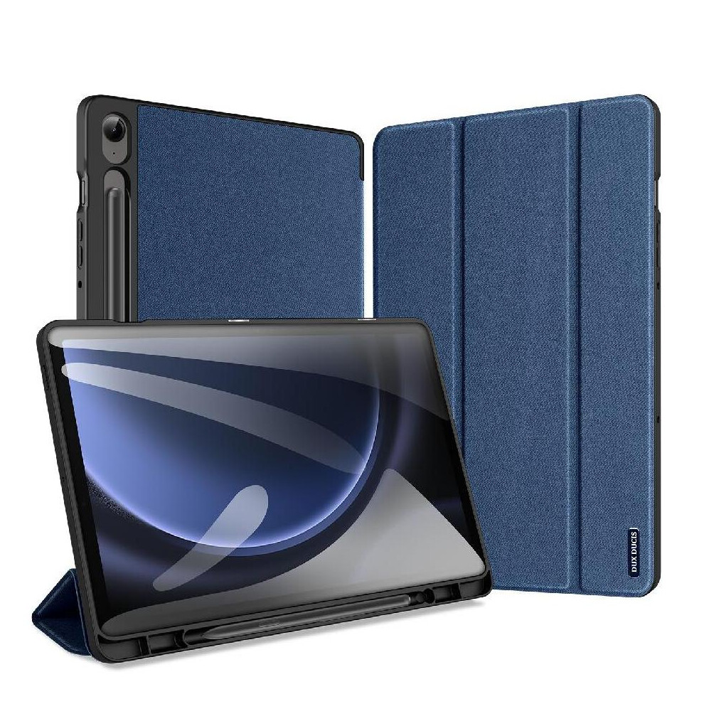 (Blue) Case For Samsung Galaxy Tab S9 Fe Pu Leather Auto Wake Sleep Stylus Holder Blue 764563065462