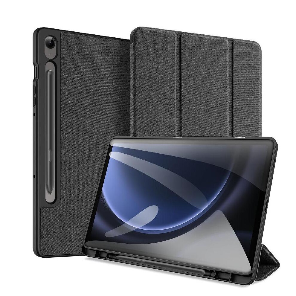 (Black) Case For Samsung Galaxy Tab S9 Fe Pu Leather Auto Wake Sleep Stylus Holder Black 764563065455